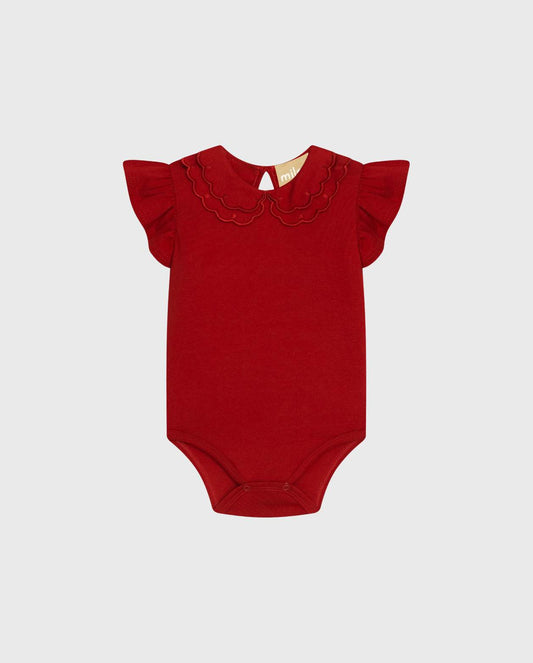 Body Cuello Bordado Rojo Milon