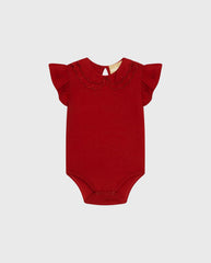 Body Cuello Bordado Rojo Milon