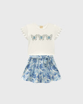 Conjunto Falda Mariposa Perlas Azul Milon
