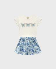 Conjunto Falda Mariposa Perlas Azul Milon