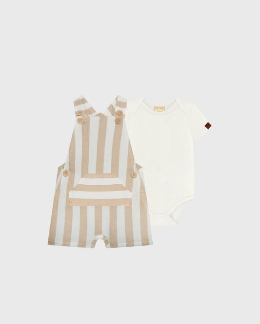 Conjunto Overol Rayas Beige Milon