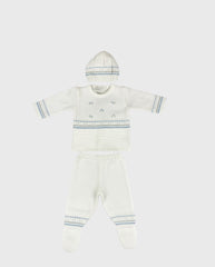 Primer Día Hilo Algodón Bordado Puntos Verde Azul