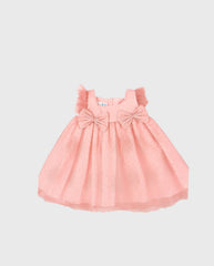 Vestido Tul Glitter Moños Rosa