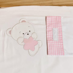 Juego De Sábanas Blancas Bordado Rosa Surtido El Bebé Feliz Estrella