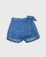 Falda Short Resorte Nudo Denim