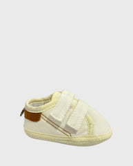 Tenis Sin Suela Velcro Blanco Detalle Café Melosos