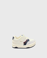 Tenis Velcro Combinado Marfil Azul