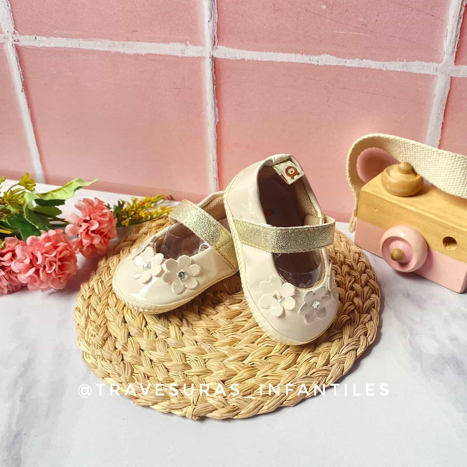 Baletas Flores Detalle Brillante Melosos Cierre