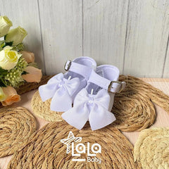 Baletas Sin Suela Moño Blanco Huellitas