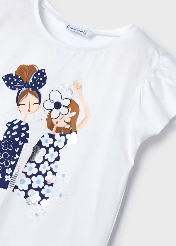 Blusa Con Diadema Estampada Blanca Mayoral