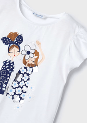 Blusa Con Diadema Estampada Blanca Mayoral