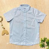 Camisa Manga Corta Bordado Caballito azul