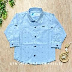 Camisa Manga Larga Puntos Celeste