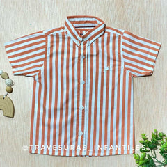 Camisa Rayas Bordado Caballo naranja