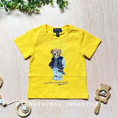 Camiseta Polo Estampado Bear amarillo