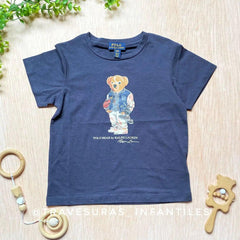 Camiseta Polo Estampado Bear negro