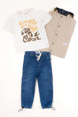 Conjunto Niño Cool Con Chaleco Y Jogger Denim | Travesuras Rosado