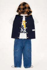 Conjunto Niño Cool Con Chaleco Y Jogger Denim | Travesuras Blanco