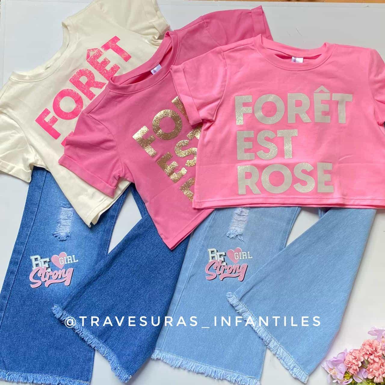 Conjunto Jean Bota Ancha y Blusa Forêt Est Rose