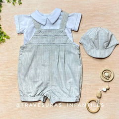 Conjunto Overol Corto con Boina Gris para Ceremonia