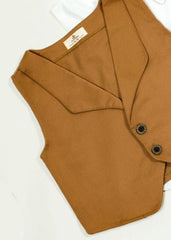 Conjunto Formal Bebé Chaleco y Moño Camel