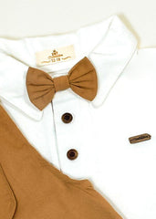 Conjunto Formal Bebé Chaleco y Moño Camel