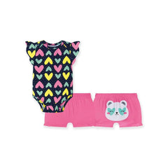 Conjunto Body Corazones y Short Osito | Travesuras Infantiles Azul