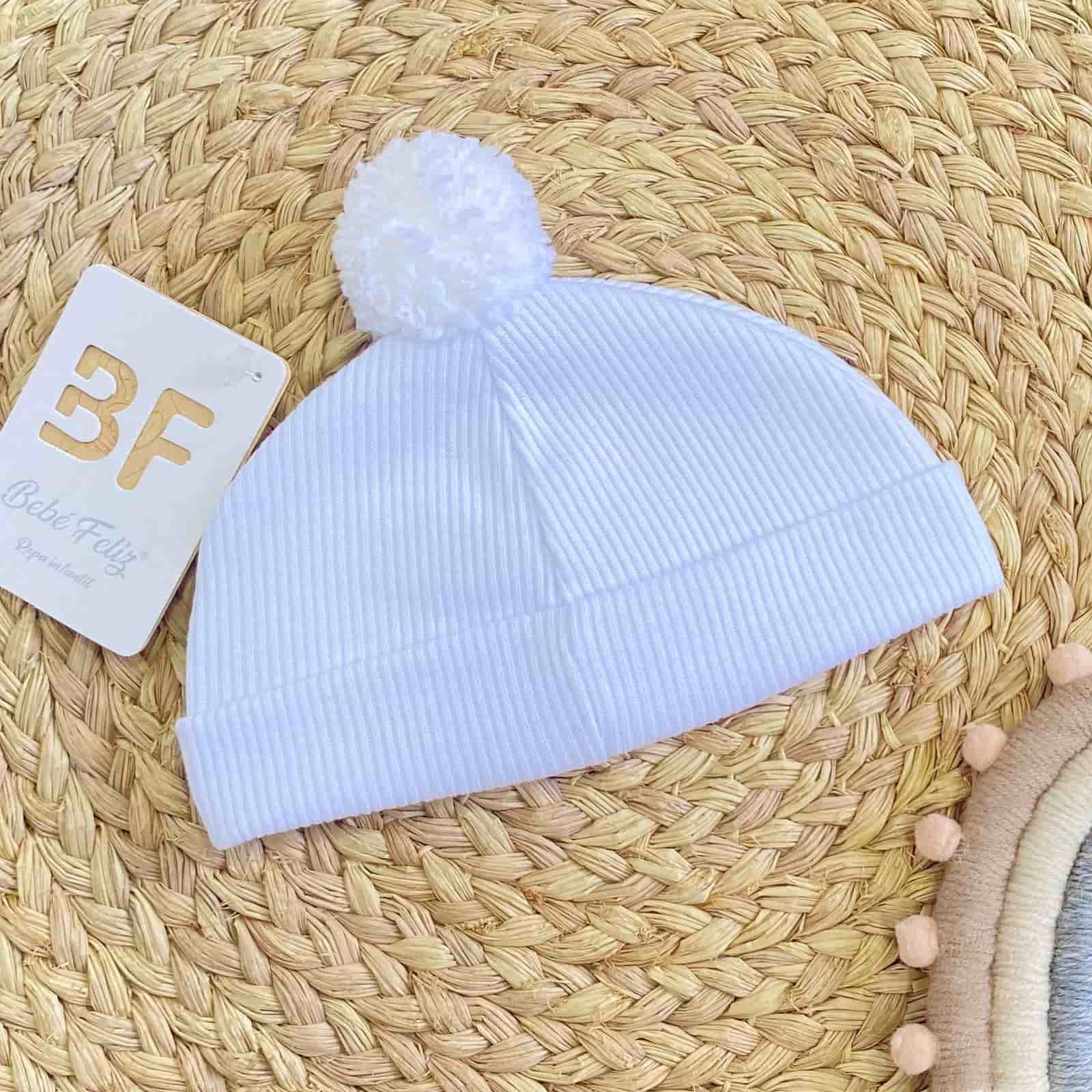 Gorro Para Bebé Pompom blanco