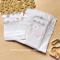 Juego De Sábanas Blancas Bordado Rosa Surtido El Bebé Feliz Conejo