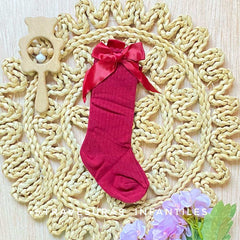 Medias Españolas Moño Satinado Rojo