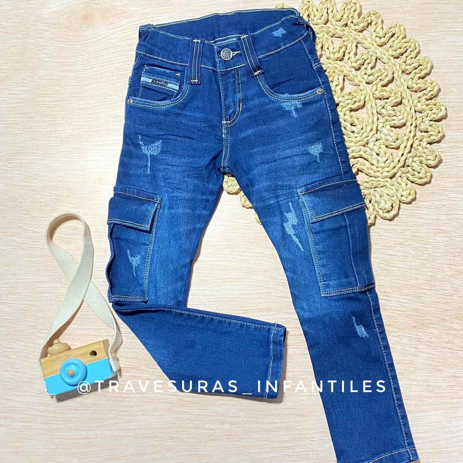 Pantalón Denim Detalle Bolsillos