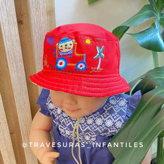 Pava Reversible Osito Auto rojo