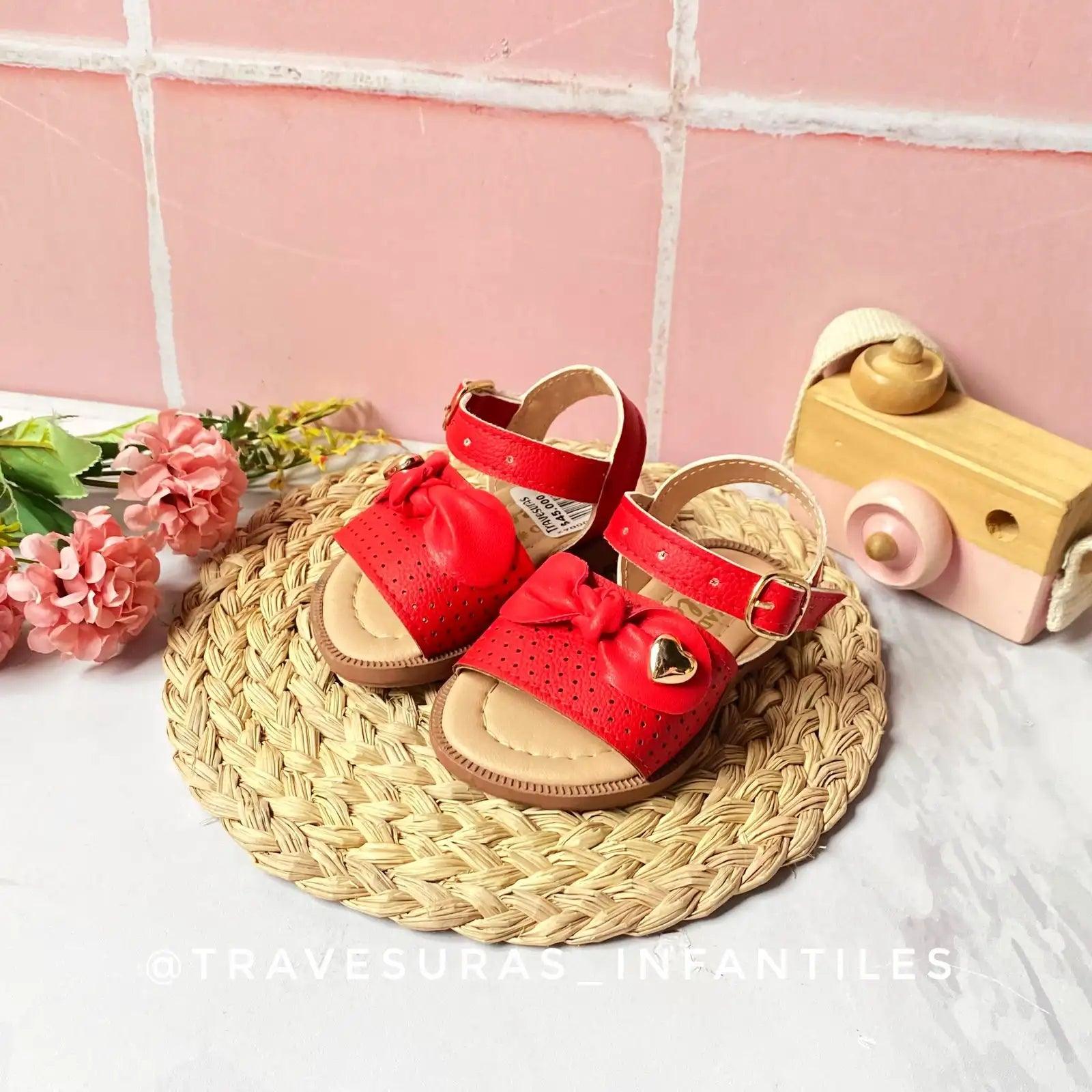 Sandalias Moño Puntos Rojo