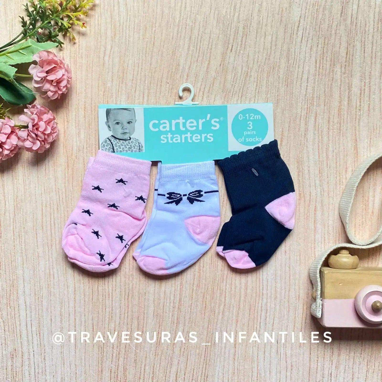 Set 3 Pares De Medias Lisas Niña Moño