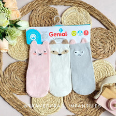 Set 3 Pares De Medias Animales Niña gris