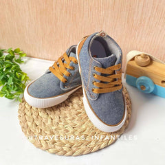 Tenis Bota Denim Cordones Café Melosos Estilo