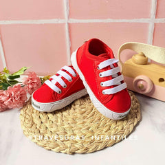Tenis Rojos Detalle Cuerina Melosos Cordones