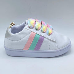 Tenis Blancos Cordones Arcoíris Melosos Estilo