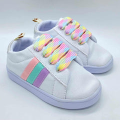 Tenis Blancos Cordones Arcoíris Melosos