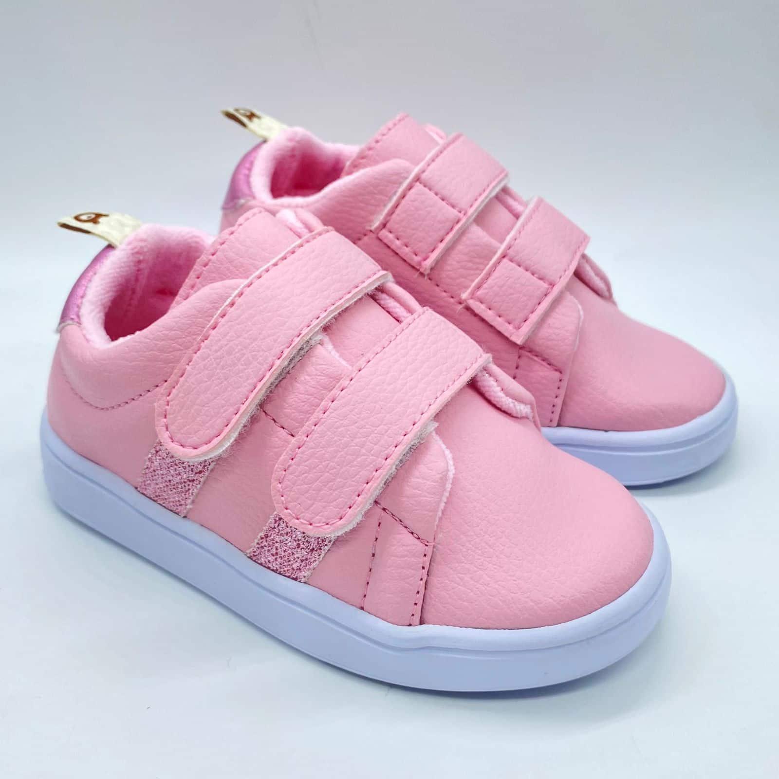 Tenis Velcro Rayas Rosa Melosos