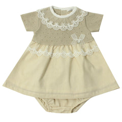 Vestido Combinado Tricot Detalles Bordados