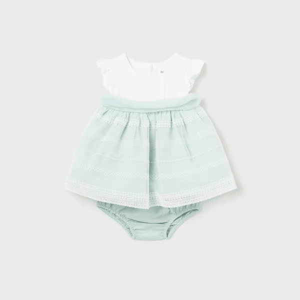 Vestido Con Panty Combinado Tul Bordado Verde Mayoral