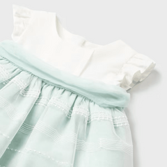 Vestido Con Panty Combinado Tul Bordado Verde Mayoral Detalles