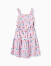 Vestido Estampado Palmera Lila