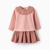 Vestido Manga Larga Cuadros rosa