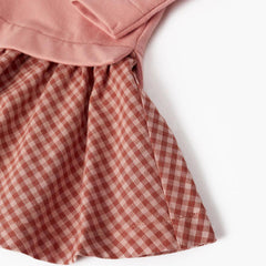 Vestido Manga Larga Cuadros rosa