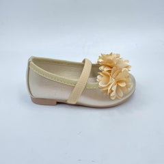 Baletas Detalle Flor Dorado Champaña Niña