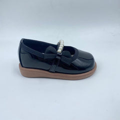 Baletas Charol Perlas Moño Negro Suela