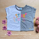 Blusa Corta Estampado Star Power gris