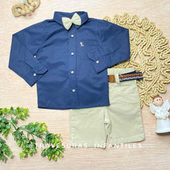 Conjunto Formal Navy con Camisa Manga Larga